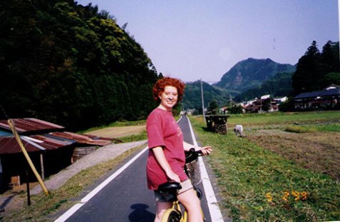 Me on my 3-speed bike somewhere in the Japanese countryside